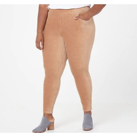 Denim & Co. Regular Smooth Waist Knit Cord Leggings Chestnut Size 5X - Picture 1 of 1